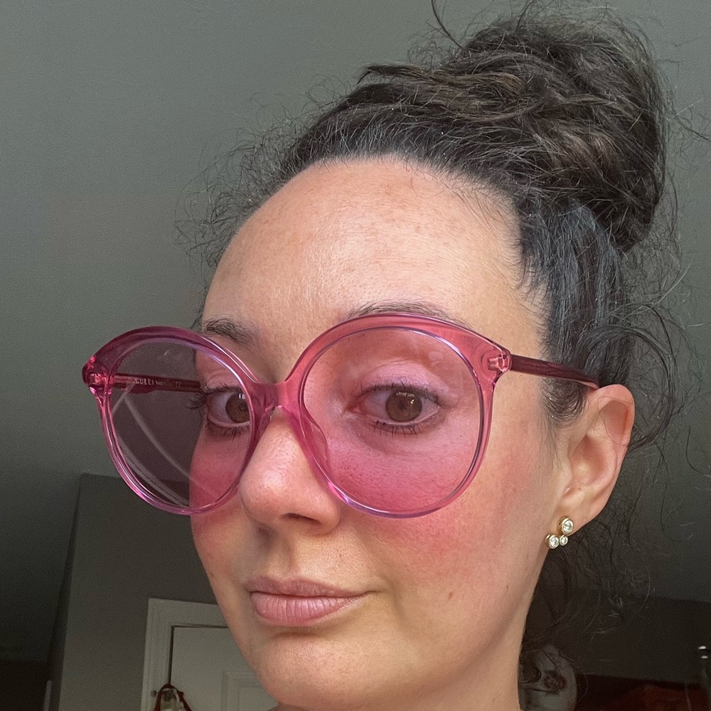 Authentic Gucci Sunglasses Barbie pink oversized round iconic celebrity retro 💕 - Picture 7 of 17